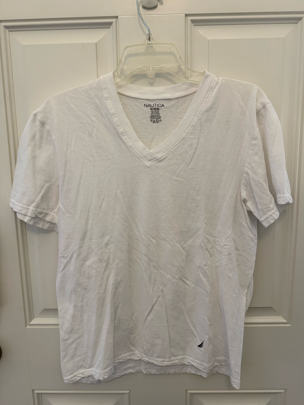 Nautica Women’s White V-Neck Short Sleeve Tee with Sail Logo